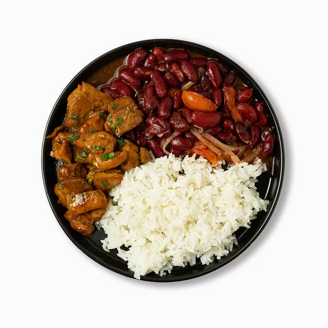 Trinidad Stew Chicken with Kidney Beans and Rice