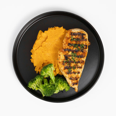Grilled Chicken with Sweet Potato Mash & Broccoli