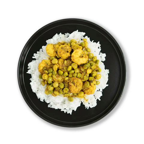Trinidad Curry Shrimp with Peas and Rice