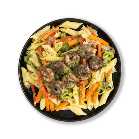 Gluten-Free Rasta Pasta with Jerk Shrimp